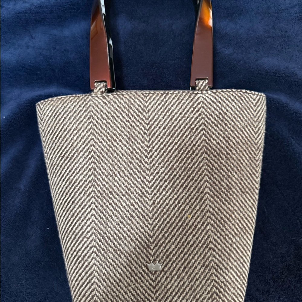 Vintage Italian Elaine Turner Tweed with tortoise brown handles - NWOT